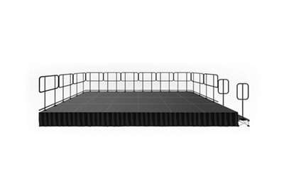288 SQUARE FOOT ( 12 FT X 24 FT) GUARDRAIL STAGE KIT WITH STEPS AND STAGE SKIRT – 32” HIGH