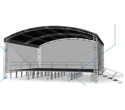 TSD Arched Shape Roof system, 390 Square Truss Construction. Canopy and Walls included.