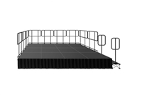 192 SQUARE FOOT ( 12 FT X 16 FT) GUARDRAIL PORTABLE STAGE KIT WITH STEPS AND STAGE SKIRT – 16” HIGH