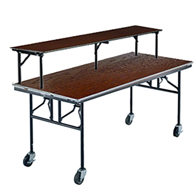 Midwest Folding 30"x96" Mobile Buffet/Bar Table, Stained Plywood Surface