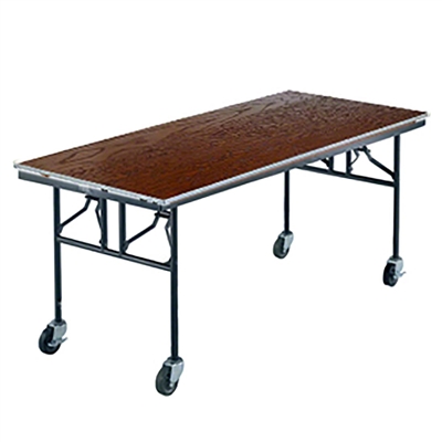 Midwest Folding 30"x96" Mobile Utility Table, Stained Plywood Surface