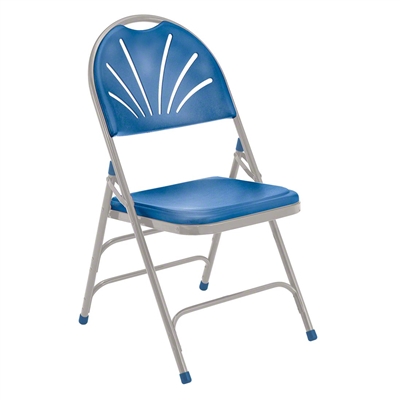 National Public Seating 1105 Polyfold Fan Back Triple-Brace Folding Chair, Blue