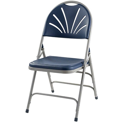 National Public Seating 1115 Polyfold Fan Back Triple-Brace Folding Chair, Navy