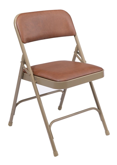 National Public Seating 1203 Vinyl Premium Folding Chair, Honey Brown/Beige