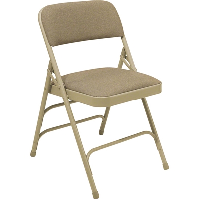 National Public Seating 2301 Fabric Premium Triple Brace Folding Chair, Cafe Beige