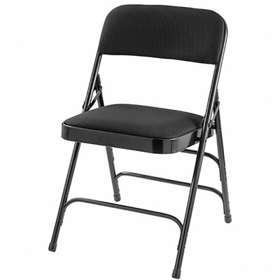 National Public Seating 2310 Fabric Premium Triple Brace Folding Chair, Midnight Black