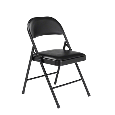 National Public Seating 950 Commercialine Vinyl Padded Steel Folding Chair, Black