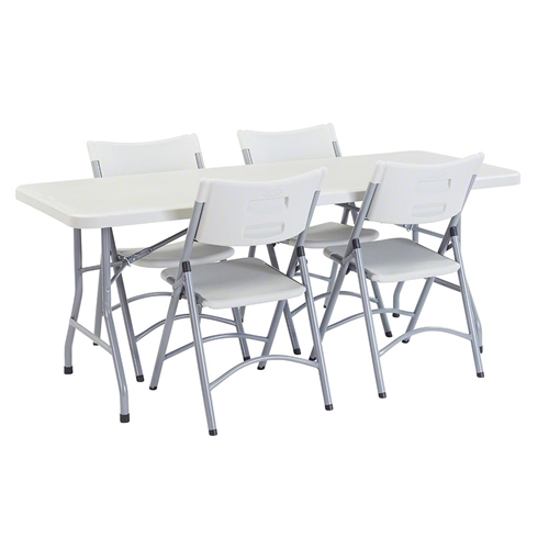 National Public Seating 30" x 72" Rectangular Folding Table & Chairs Package