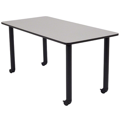 National Public Seating 30"x60" Rectangular Innovator Table, Height Adjustable w/Casters, Grey Nebula