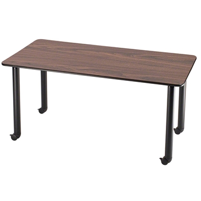 National Public Seating 30"x60" Rectangular Innovator Table, Height Adjustable w/Casters, Montana Walnut