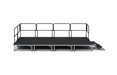 ProFlex Feather Lite Stage - 12 Feet X 12 Feet Adjustable Height Stage With Steps And Guardrails On 3 Sides - 144 Square Feet