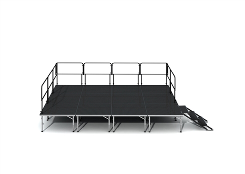 ProFlex Feather Lite Stage - 12 Feet X 16 Feet Adjustable Height Stage With Steps And Guardrails On 3 Sides - 192 Square Feet
