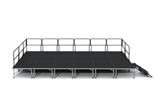 ProFlex Feather Lite Stage - 12 Feet X 24 Feet Adjustable Height Stage With Steps And Guardrails On 3 Sides - 288 Square Feet
