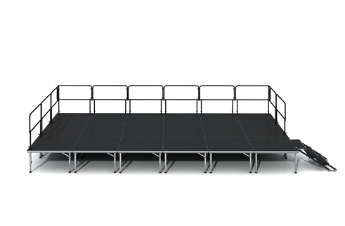 ProFlex Feather Lite Stage - 12 Feet X 24 Feet Adjustable Height Stage With Steps And Guardrails On 3 Sides - 288 Square Feet
