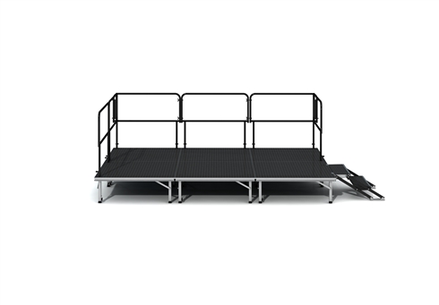 ProFlex Feather Lite Stage - 8 Feet X 12 Feet Adjustable Height Stage With Steps And Guardrails On 3 Sides - 96 Square Feet