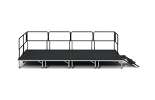 ProFlex Feather Lite Stage - 8 Feet X 16 Feet Adjustable Height Stage With Steps And Guardrails On 3 Sides - 128 Square Feet
