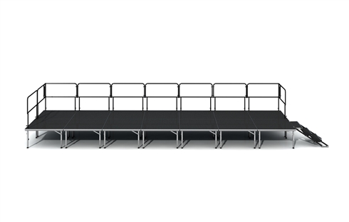 ProFlex Feather Lite Stage - 8 Feet X 28 Feet Adjustable Height Stage With Steps And Guardrails On 3 Sides - 224 Square Feet