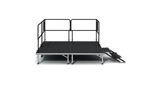 ProFlex Feather Lite Stage - 8 Feet X 8 Feet Adjustable Height Stage With Steps And Guardrails On 3 Sides - 64 Square Feet