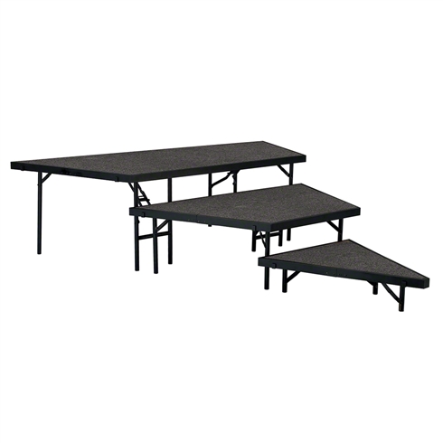 National Public Seating 3-Tier Seated Riser Stage Pie, Carpeted (36" Deep Tiers)