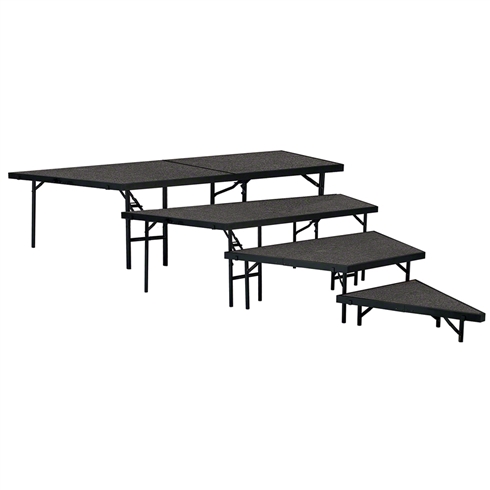 National Public Seating 4-Tier Seated Riser Stage Pie Section, Carpeted (36" Deep Tiers)