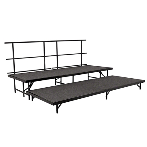 National Public Seating 2-Tier Seated Riser Straight Stage Section, Carpeted (48" Deep Tiers)