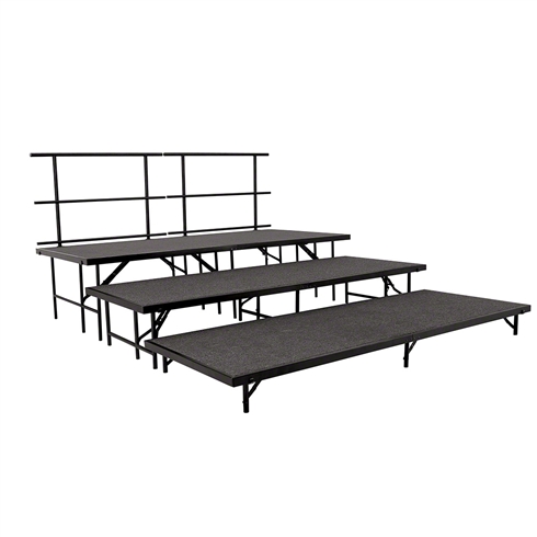 National Public Seating 3-Tier Seated Riser Straight Stage Section, Carpeted (36" Deep Tiers)