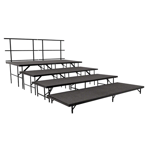 National Public Seating 4-Tier Seated Riser Straight Stage Section, Carpeted (36" Deep Tiers)
