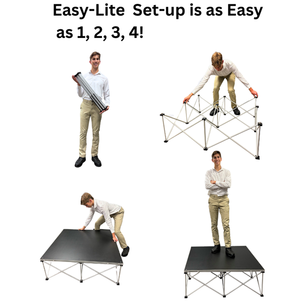 4'x4' Industrial Easy-Lite Intellistage Platform w/ 8in Legs
